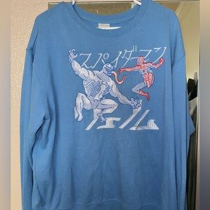 Disney Japan Marvel Spiderman Venom Long Sleeve Sweatshirt LRG Light Blue